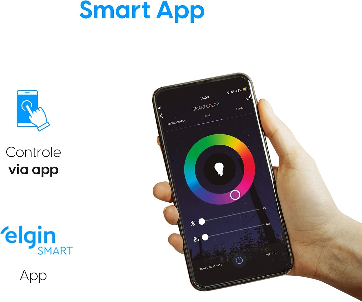 Lâmpada Inteligente Mais Potente 15W Smart Color RGB Wifi Elgin compatível com Alexa e Google Home