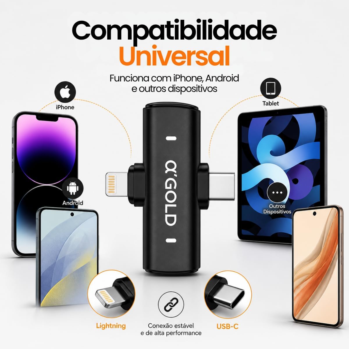 Microfone de Lapela Sem Fio Bluetooth, Kit com 2 Microfones, Cancelamento de Ruído, até 10 Horas de Uso, compatível com iPhone, Android, Câmera e PC
