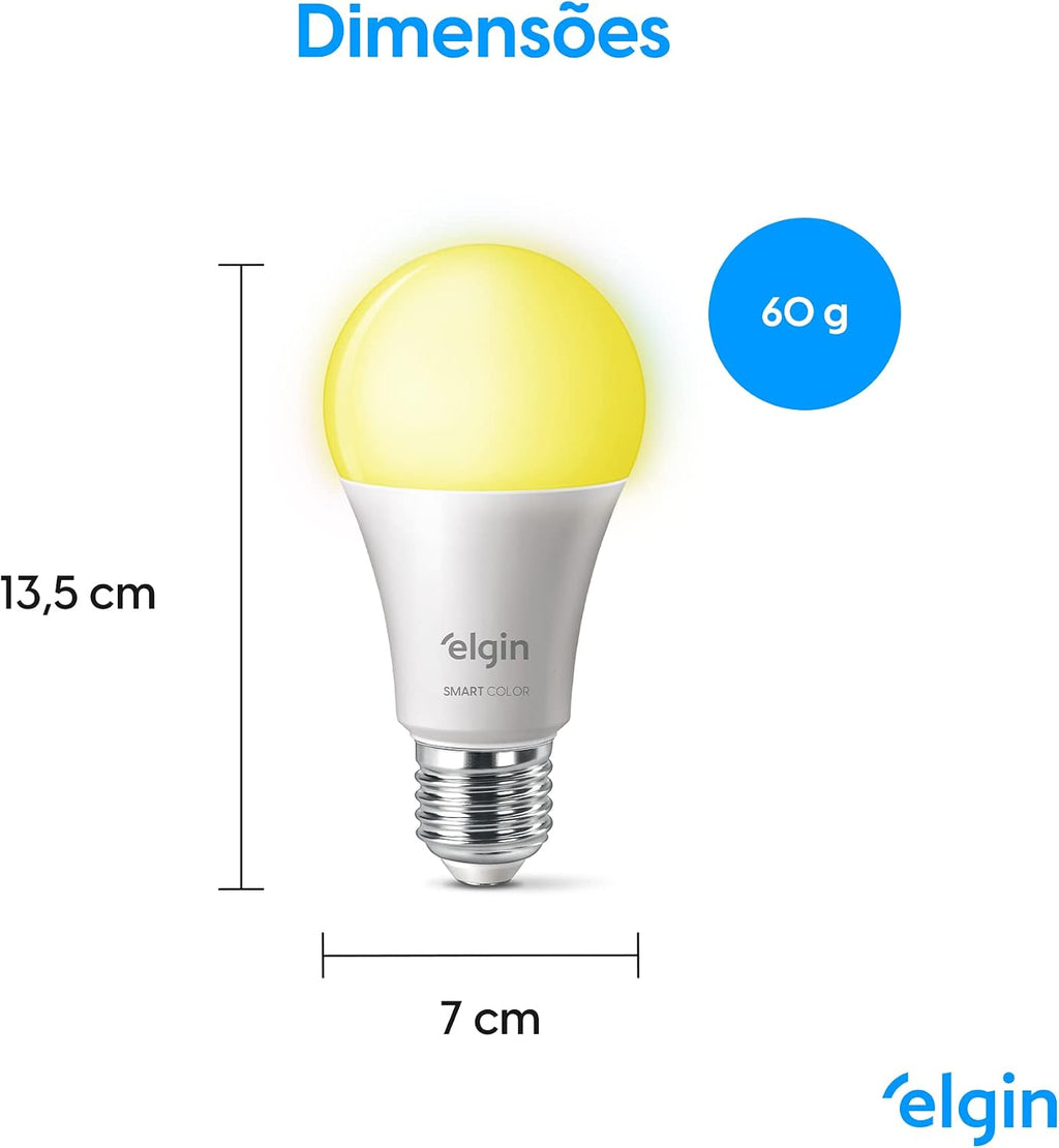 Lâmpada Inteligente Mais Potente 15W Smart Color RGB Wifi Elgin compatível com Alexa e Google Home