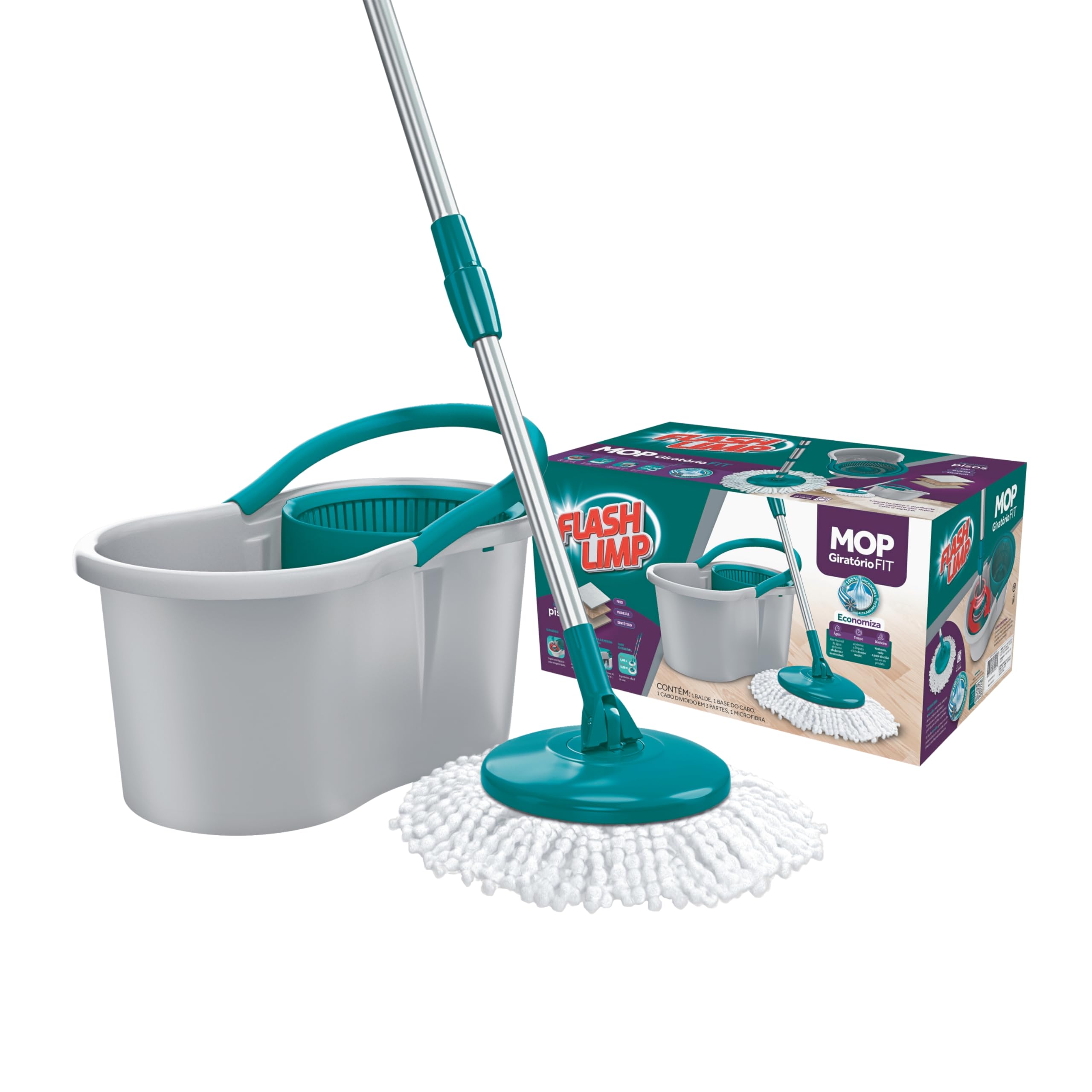 Flash Limp - Mop Giratório Fit, Balde 8 litros - MOP5010