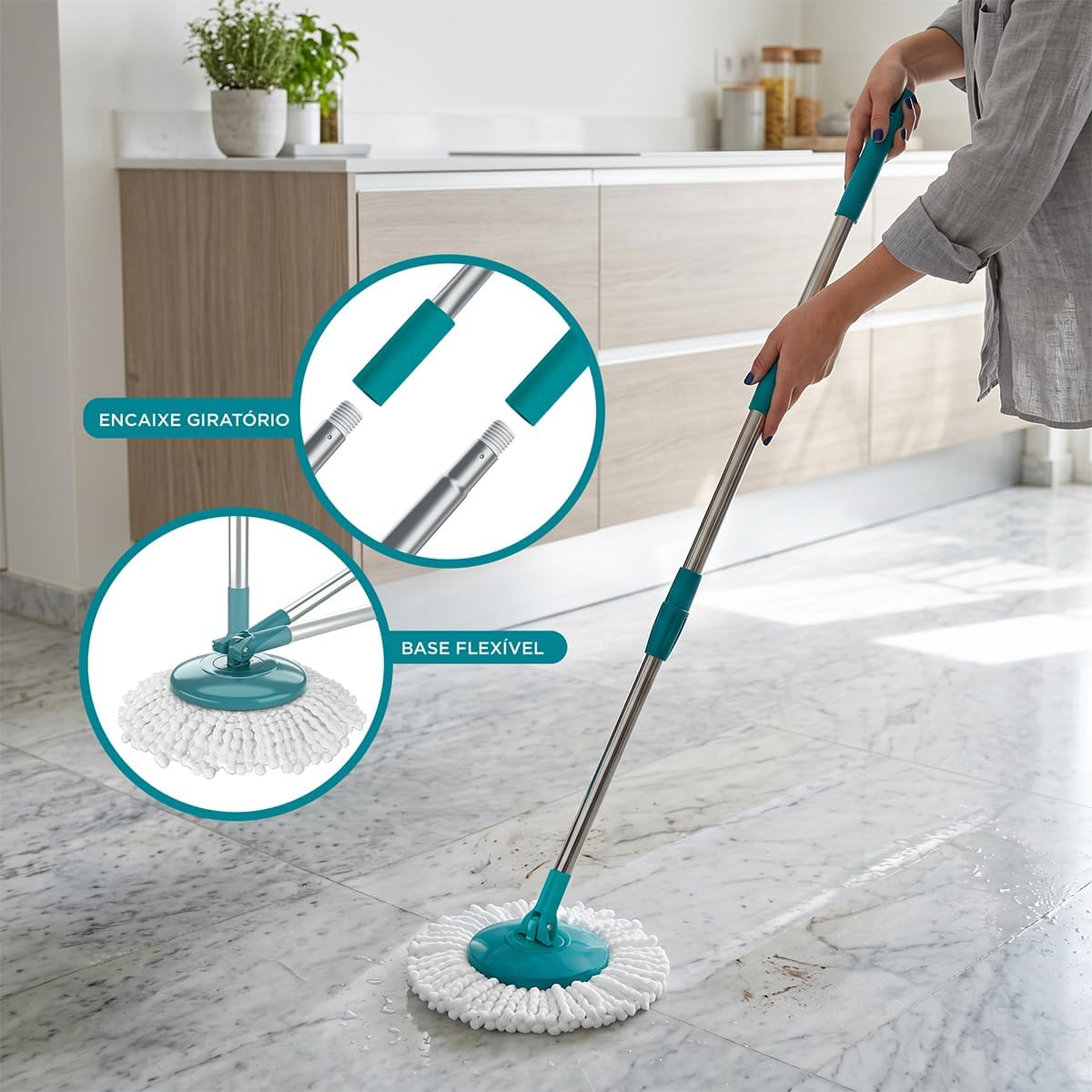 Flash Limp - Mop Giratório Fit, Balde 8 litros - MOP5010